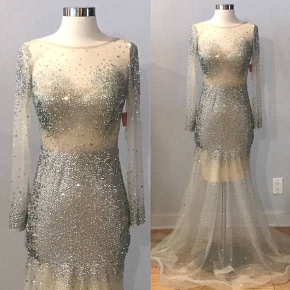 LARA Dresses & Skirts - Stunning!✨NWT✨LARA Nude Mesh Gown w/ Crystals-4